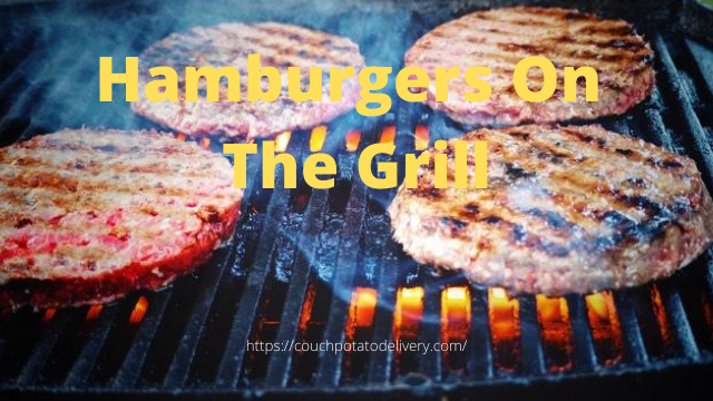 Ground beef hamburgers on the grill.