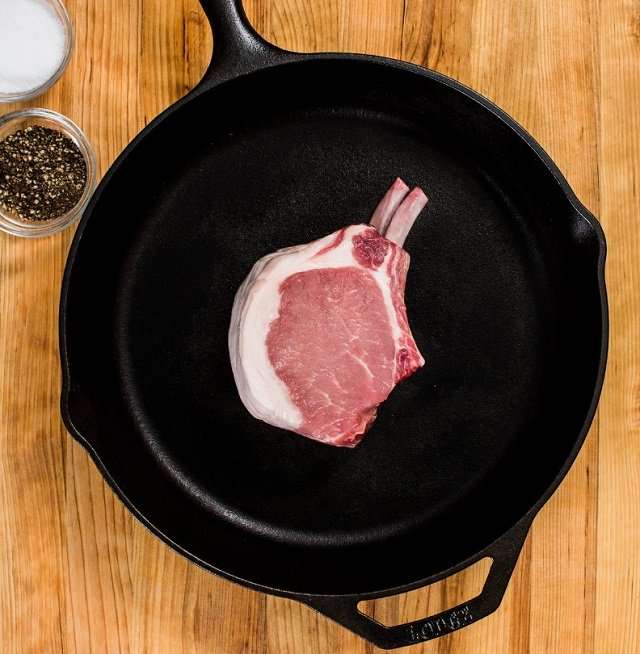 skillet with Porter Road Pork chops