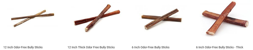 bully sticks sizes