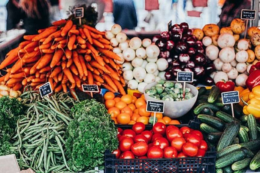 display of fresh vegetables