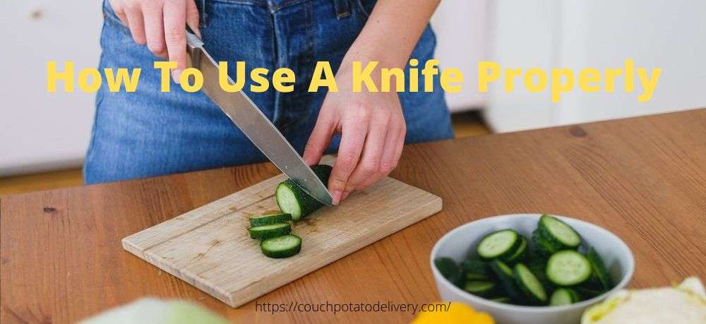 woman slicing vegetables with a proper knife grip