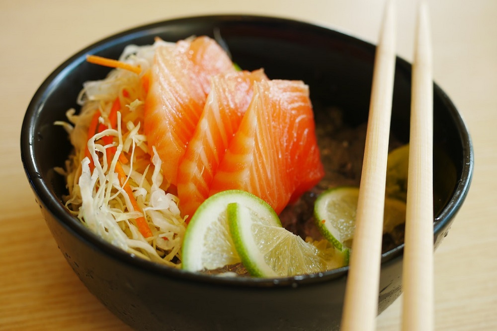 bowl with fish high in omega 3 
