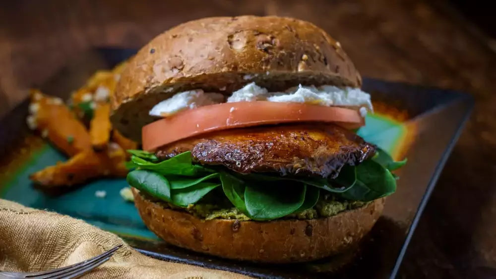 Portobello Mushroom Burger with Asian Slaw