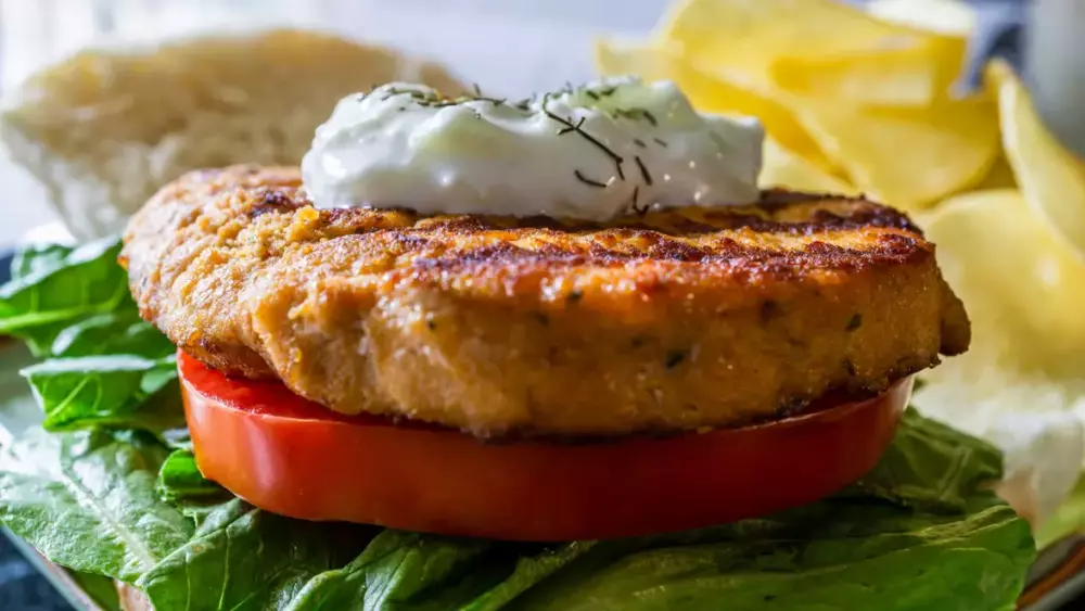 Salmon Burgers with Yogurt Dill Sauce